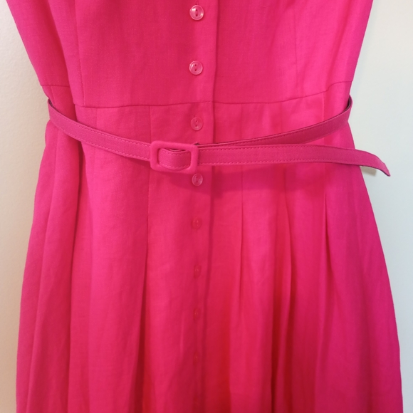 Jones New York Bright Pink Button-Front Midi Dress with Belt - Picture 4 of 7